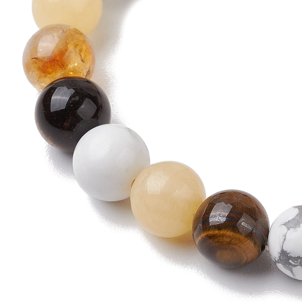 Topaz Jade & Howlite & Tiger Eye & Citrine Beaded Bracelet