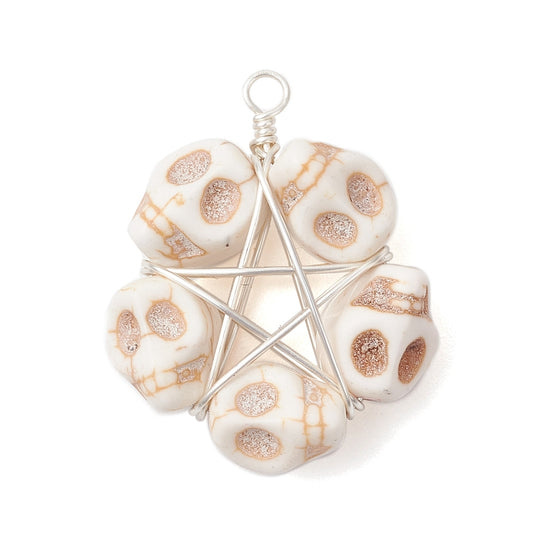 Halloween Skull & Pentagram Pendant Necklace