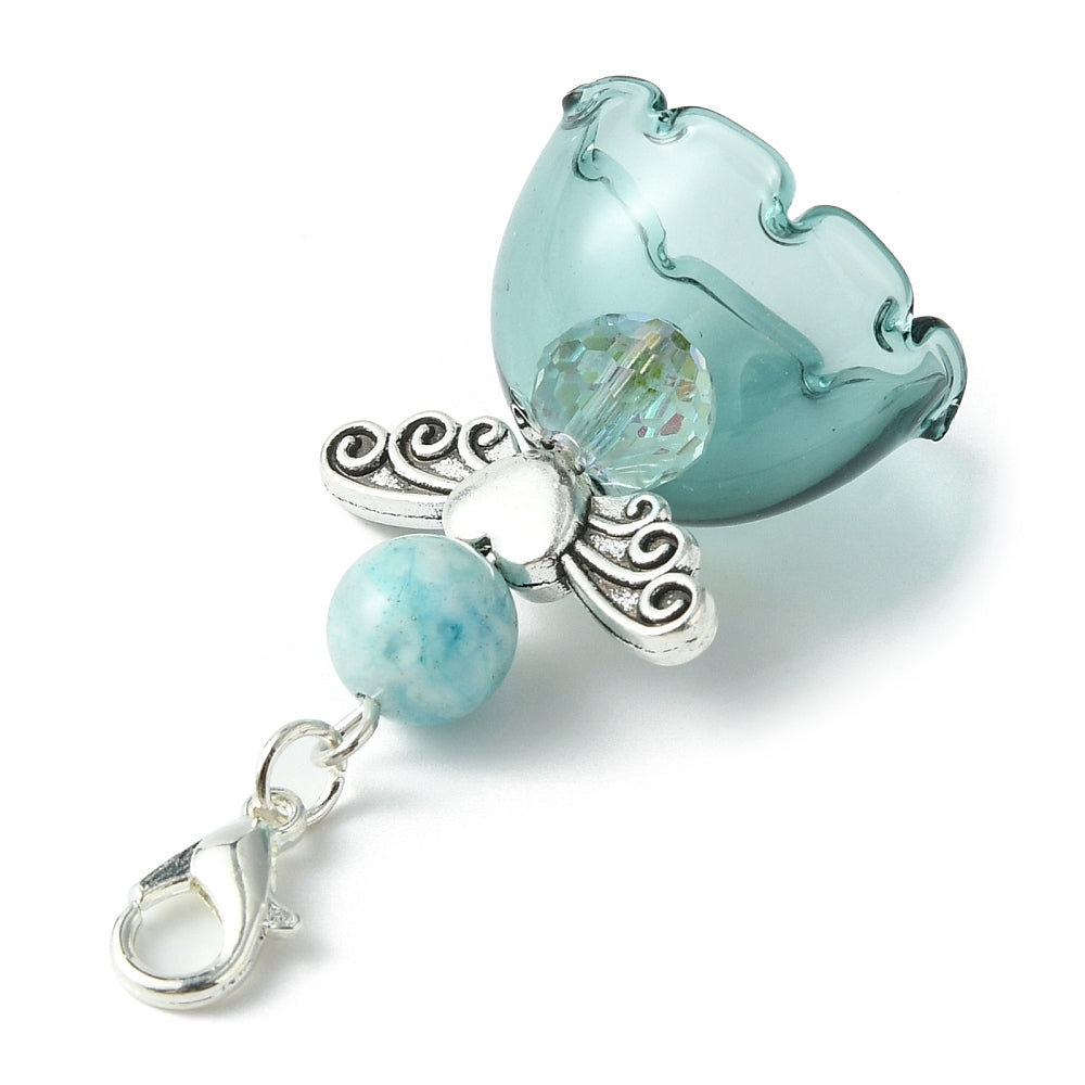 Hemimorphite & Glass Pendant Charm