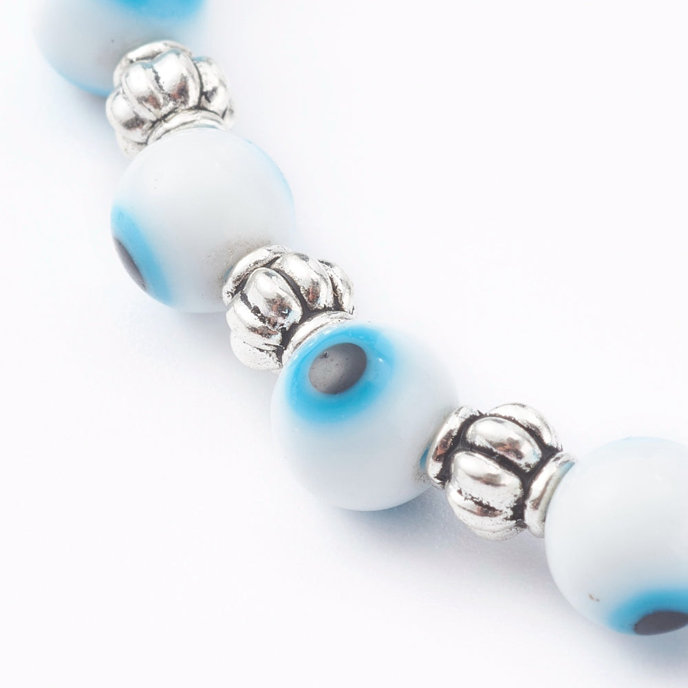 Dainty Evil Eye Bracelet (white)