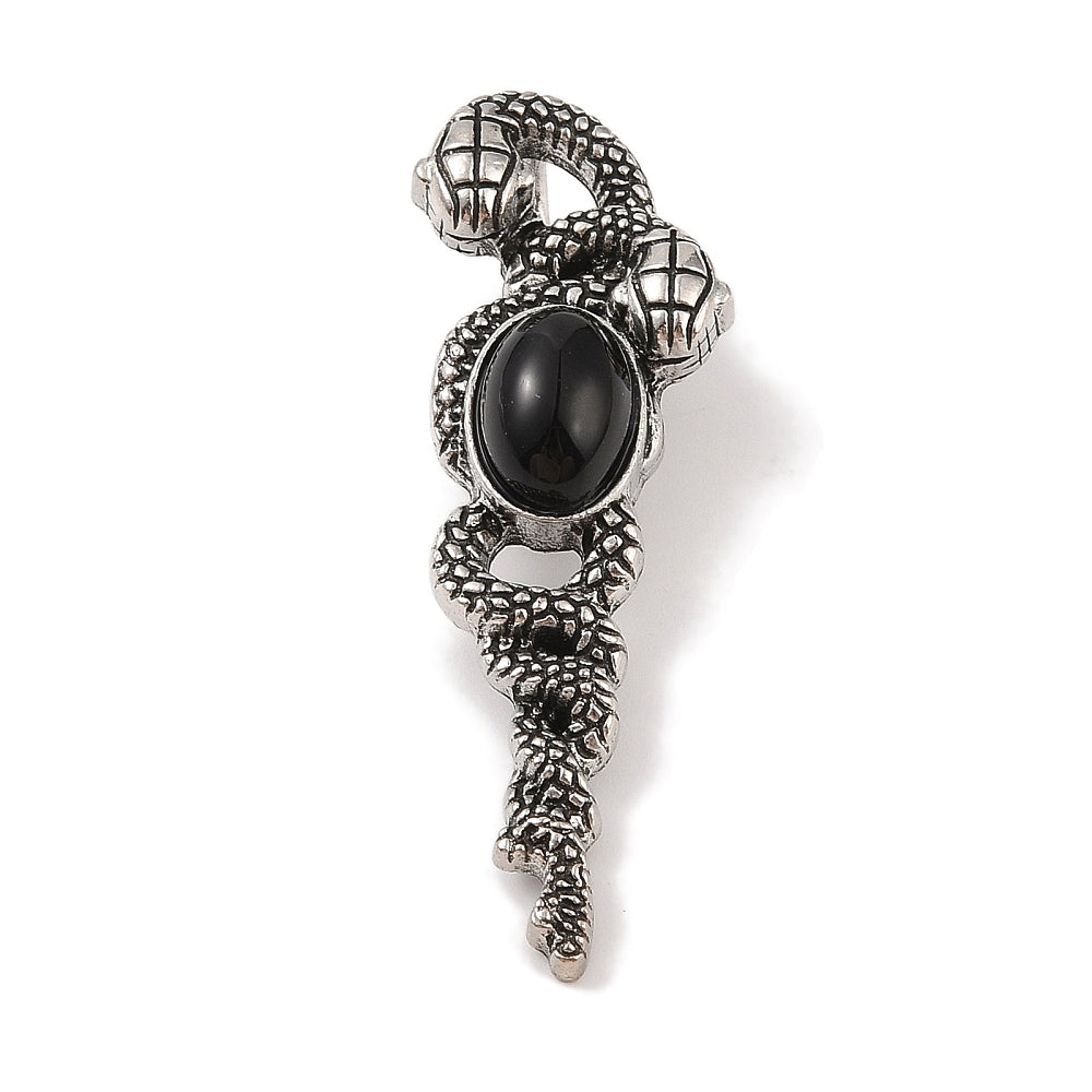 Black Obsidian Double Snake Necklace