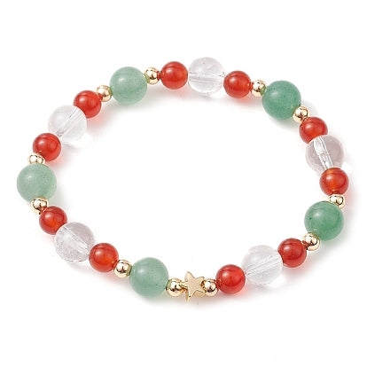 Green Aventurine & Carnelian & Clear Quartz Bracelet