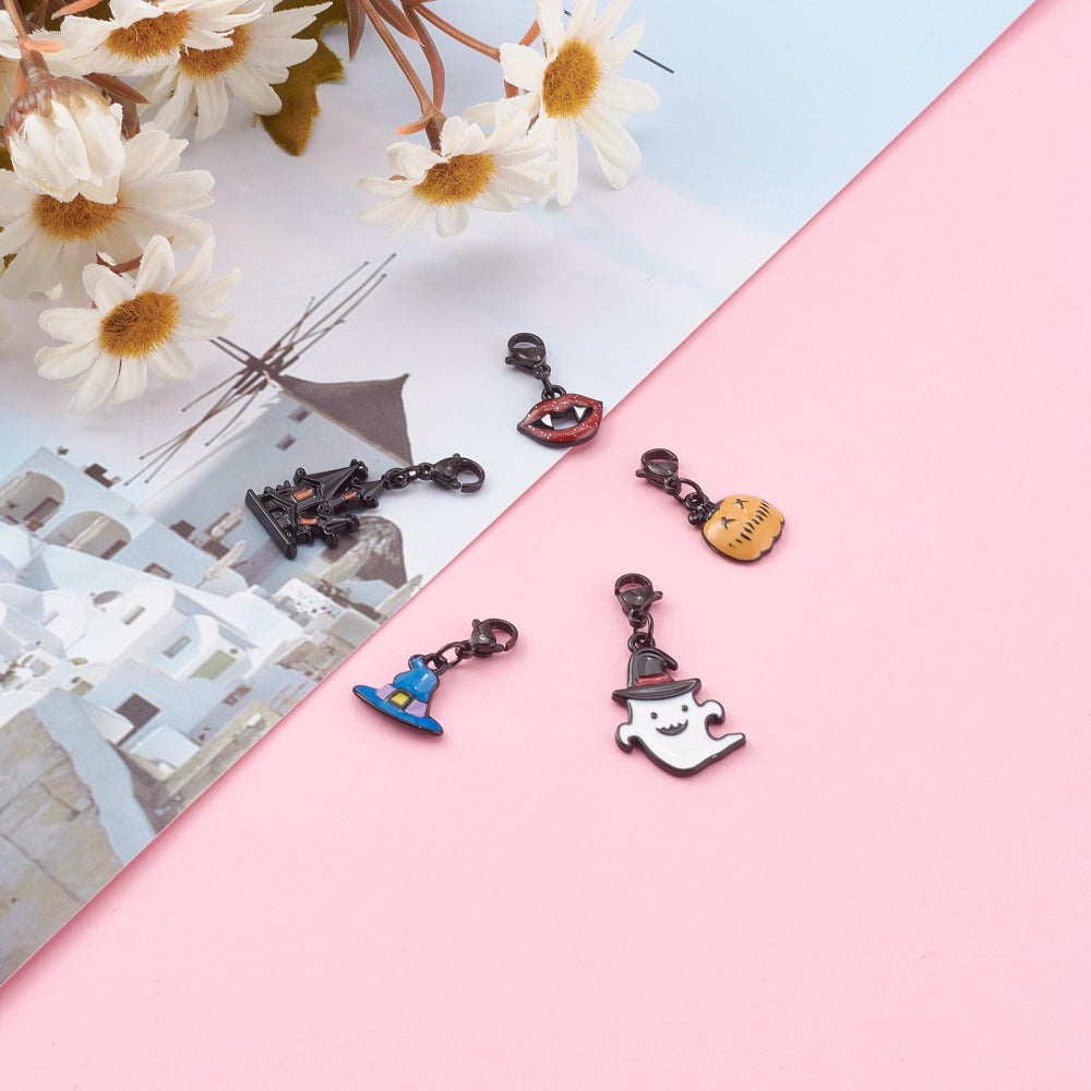 Tiny Halloween Enamel Pendant Charms – 5 Piece Set