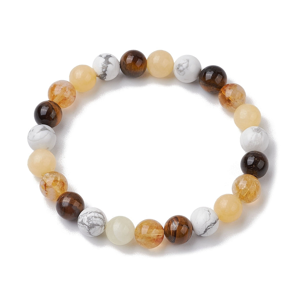 Topaz Jade & Howlite & Tiger Eye & Citrine Beaded Bracelet