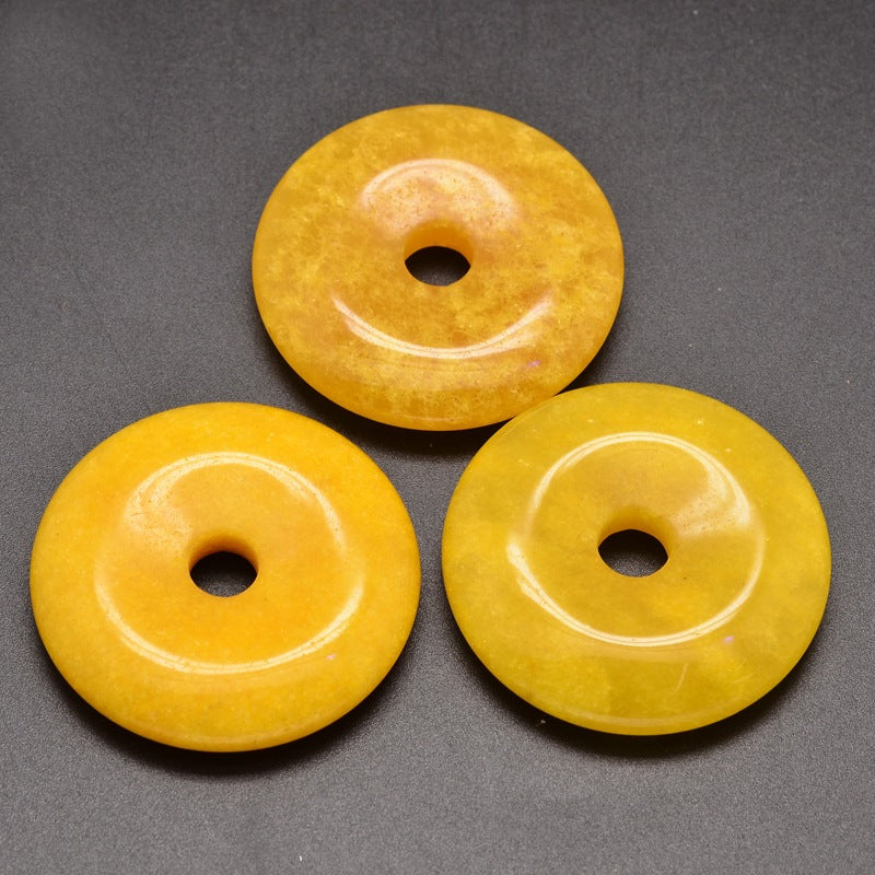 Yellow Jade Donut Necklace
