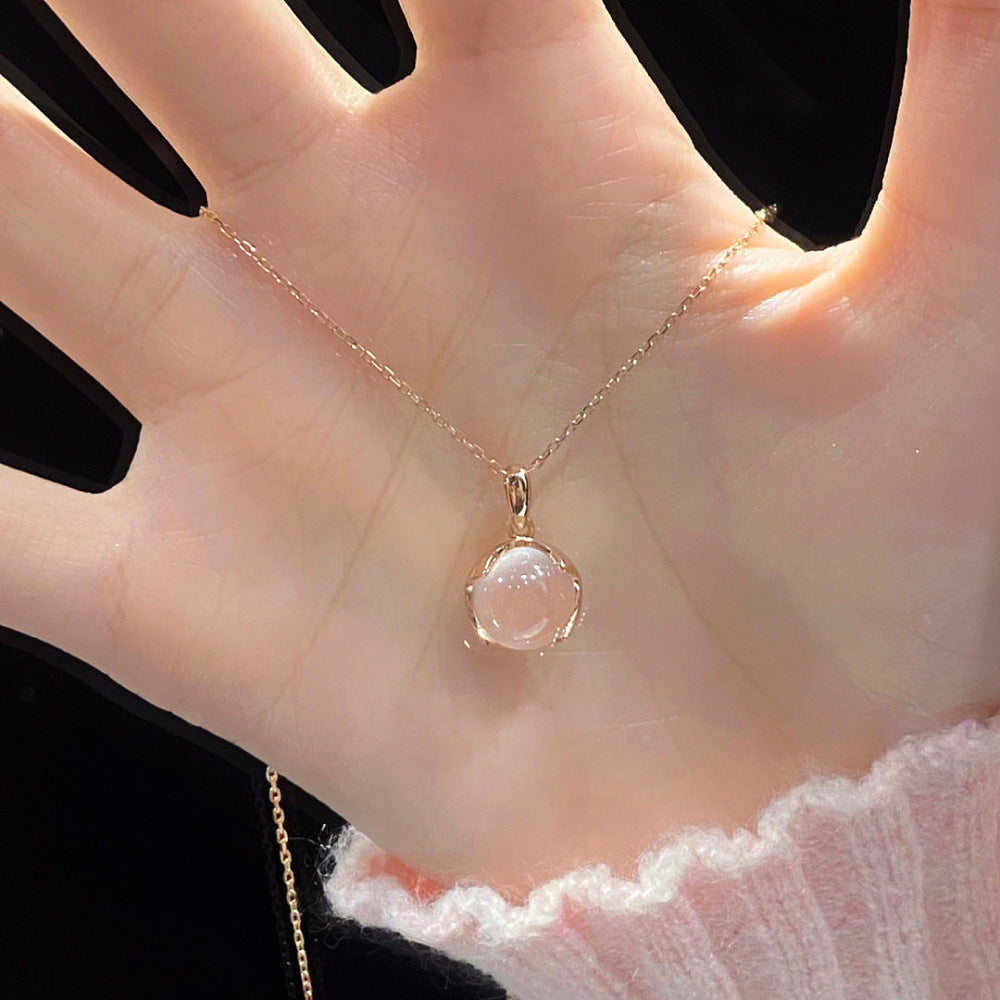 Rose Quartz Pendant Necklace – Rose Gold