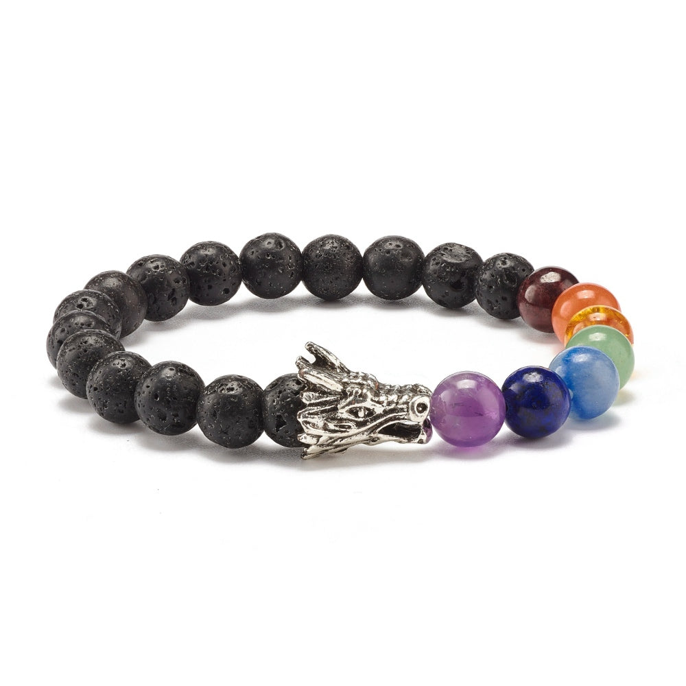 Chakra Dragon & Lava Rock Bracelet