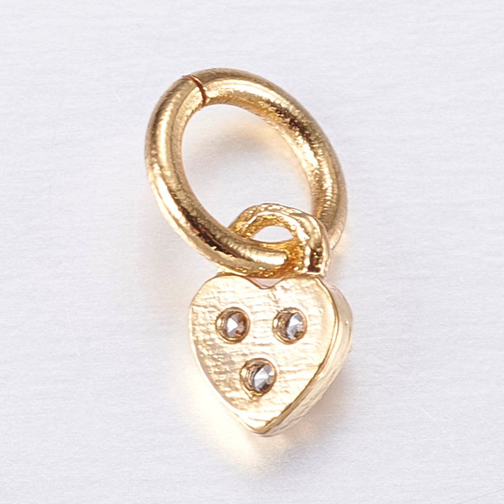Tiny Heart Lock Heart Charm (brass & zircon)