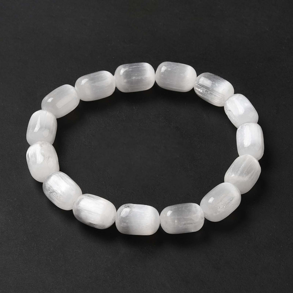 Selenite Column beaded bracelet