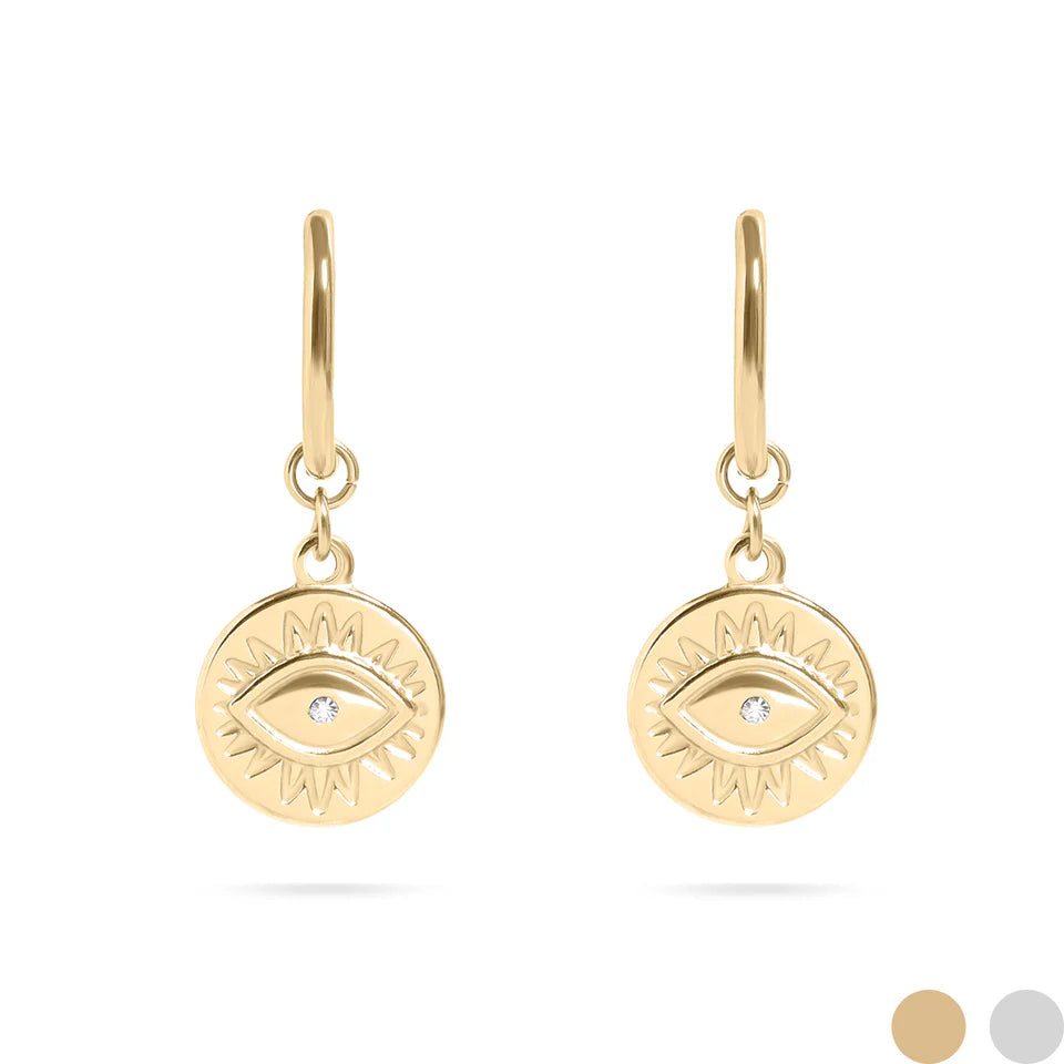 18k PVD Evil Eye Huggie Earrings