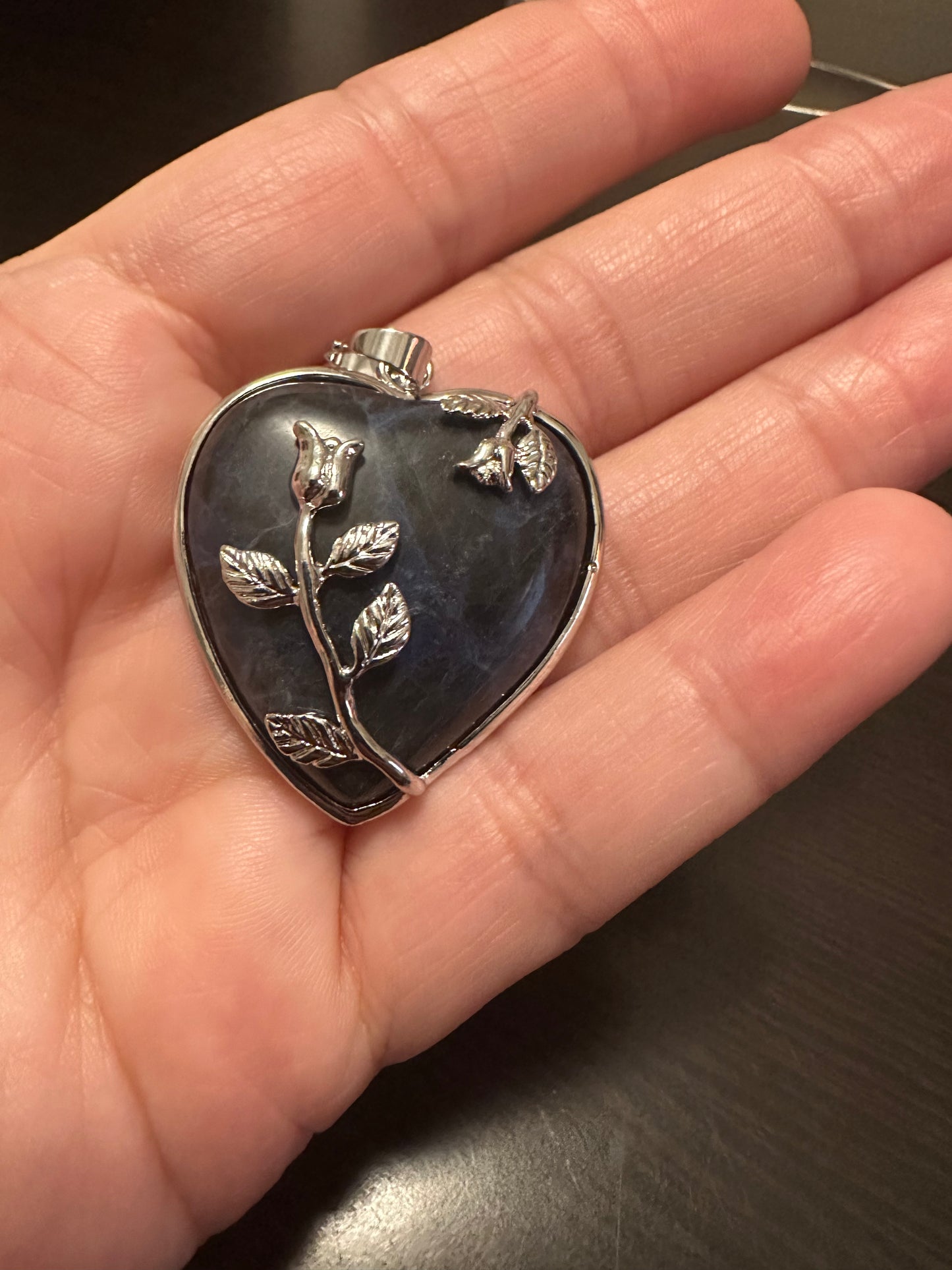 Sodalite Silver Plated Heart Necklace