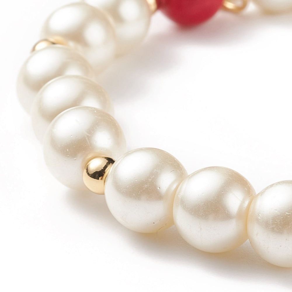 Christmas Charm Pearl Bracelet – Candy Cane, Santa & Star Design