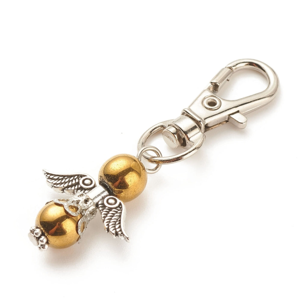 Hematite Angel Charm