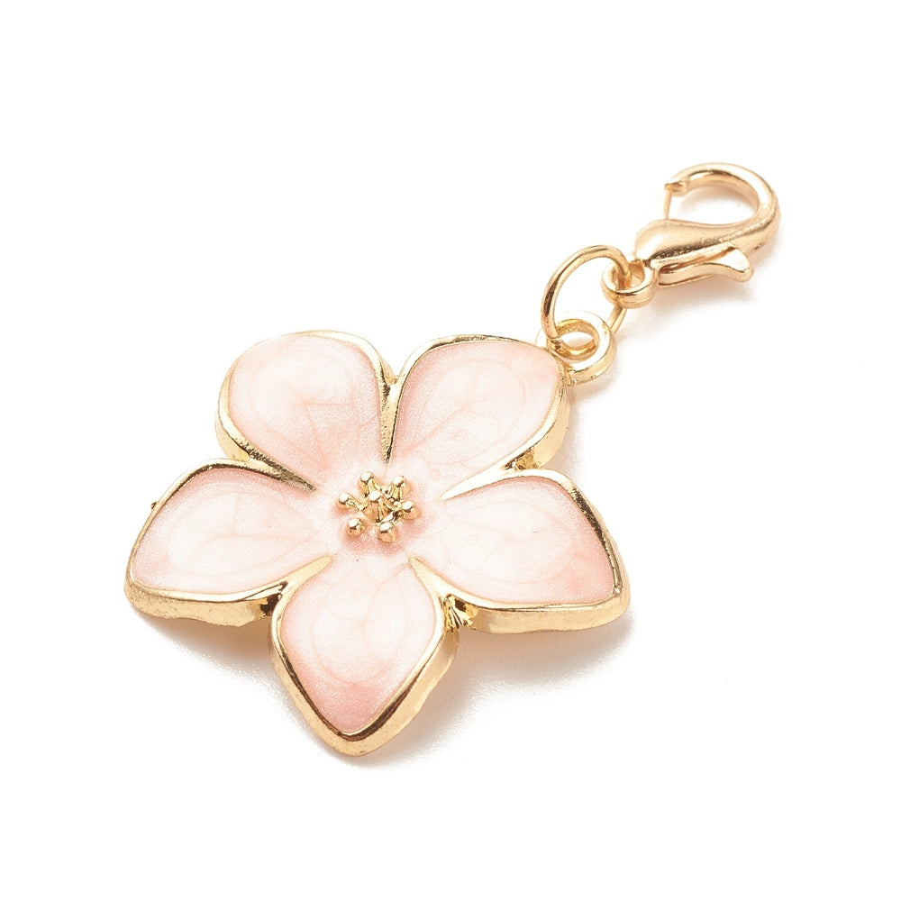 Pink Enamel Flower Charm