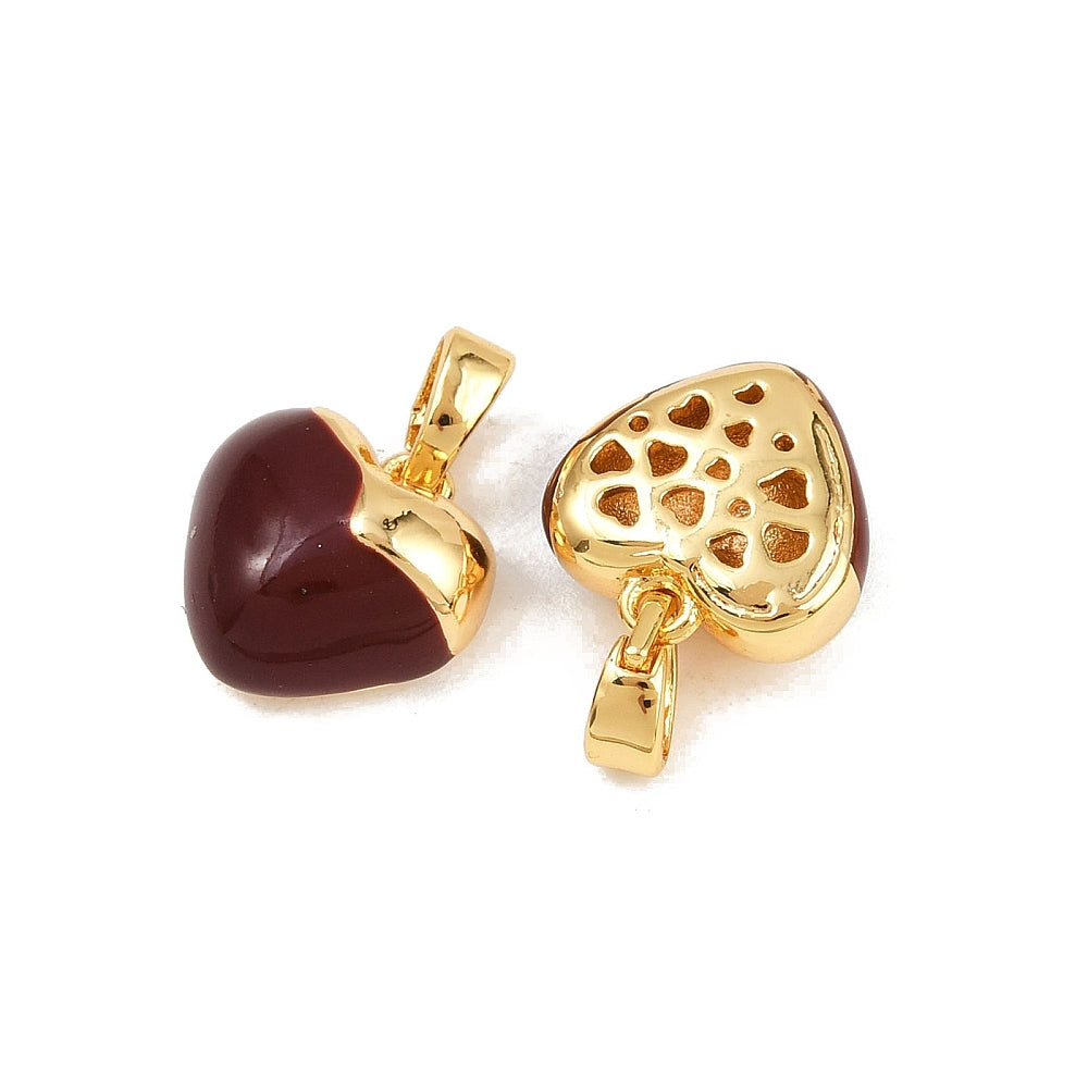 Coconut Brown Heart Charm