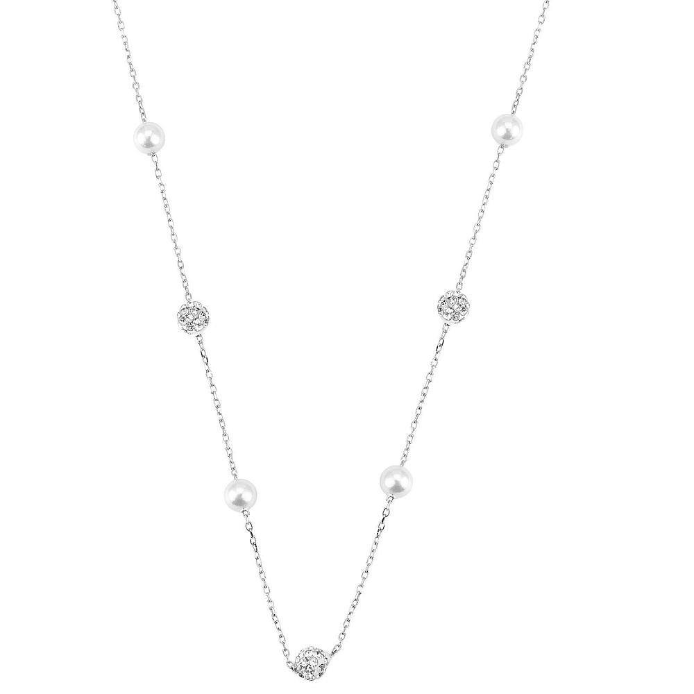 Freshwater Pearl Y Necklace – Rhodium-Plated 925 Sterling Silver