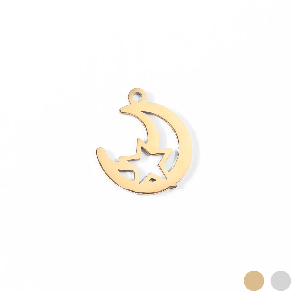 18k Gold PVD Moon & Stars Charm