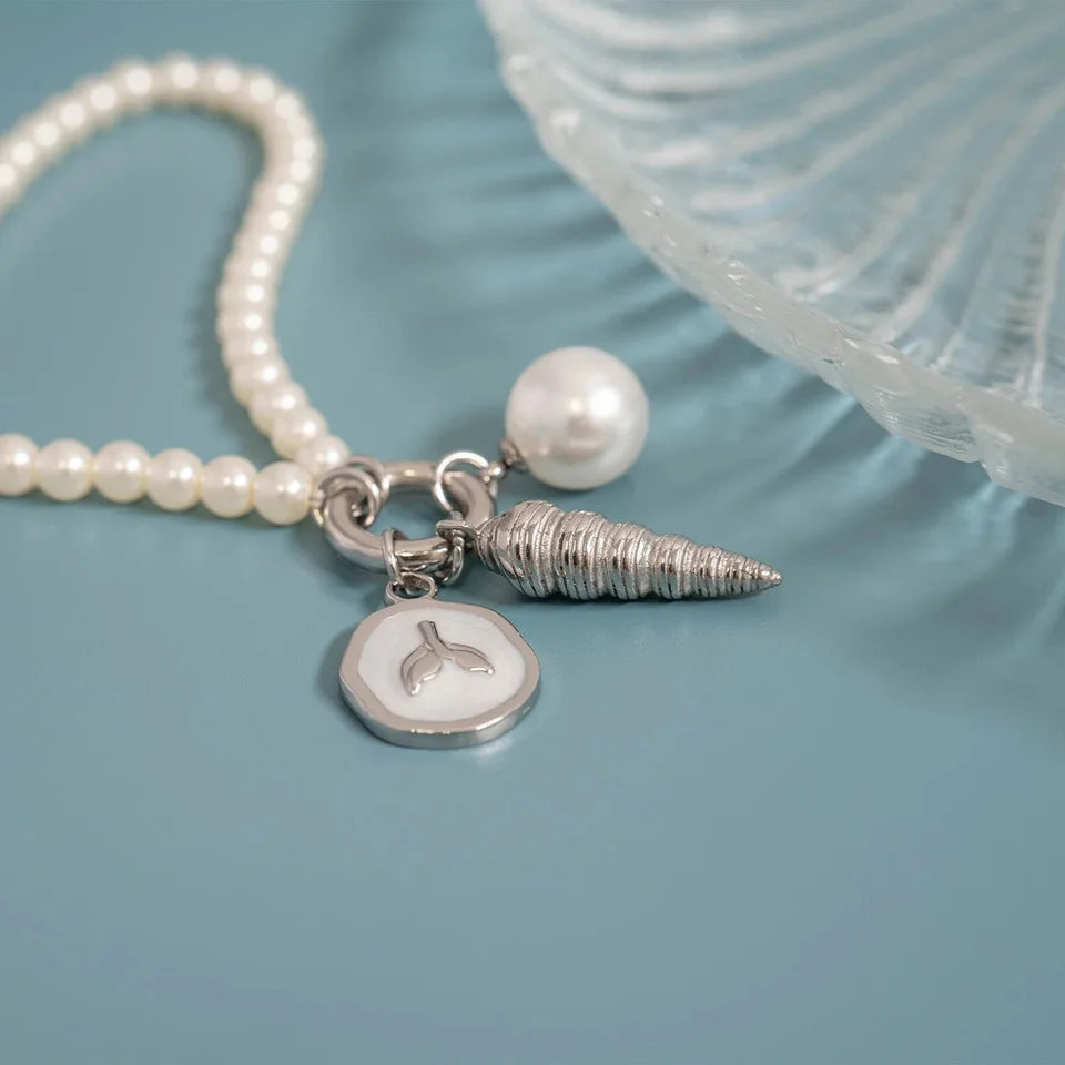 18k PVD Glass Pearl Charm Keeper