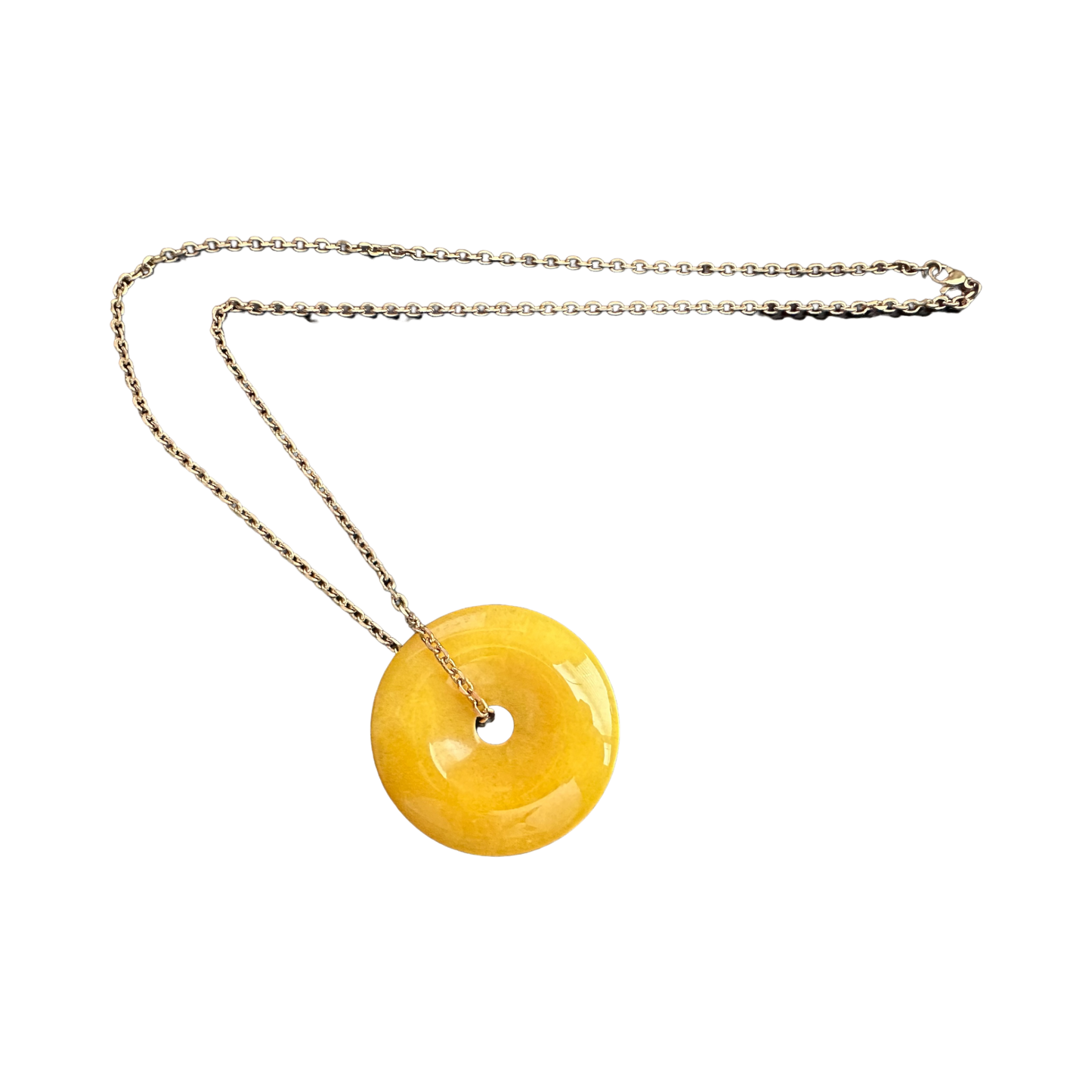 Yellow Jade Donut Necklace