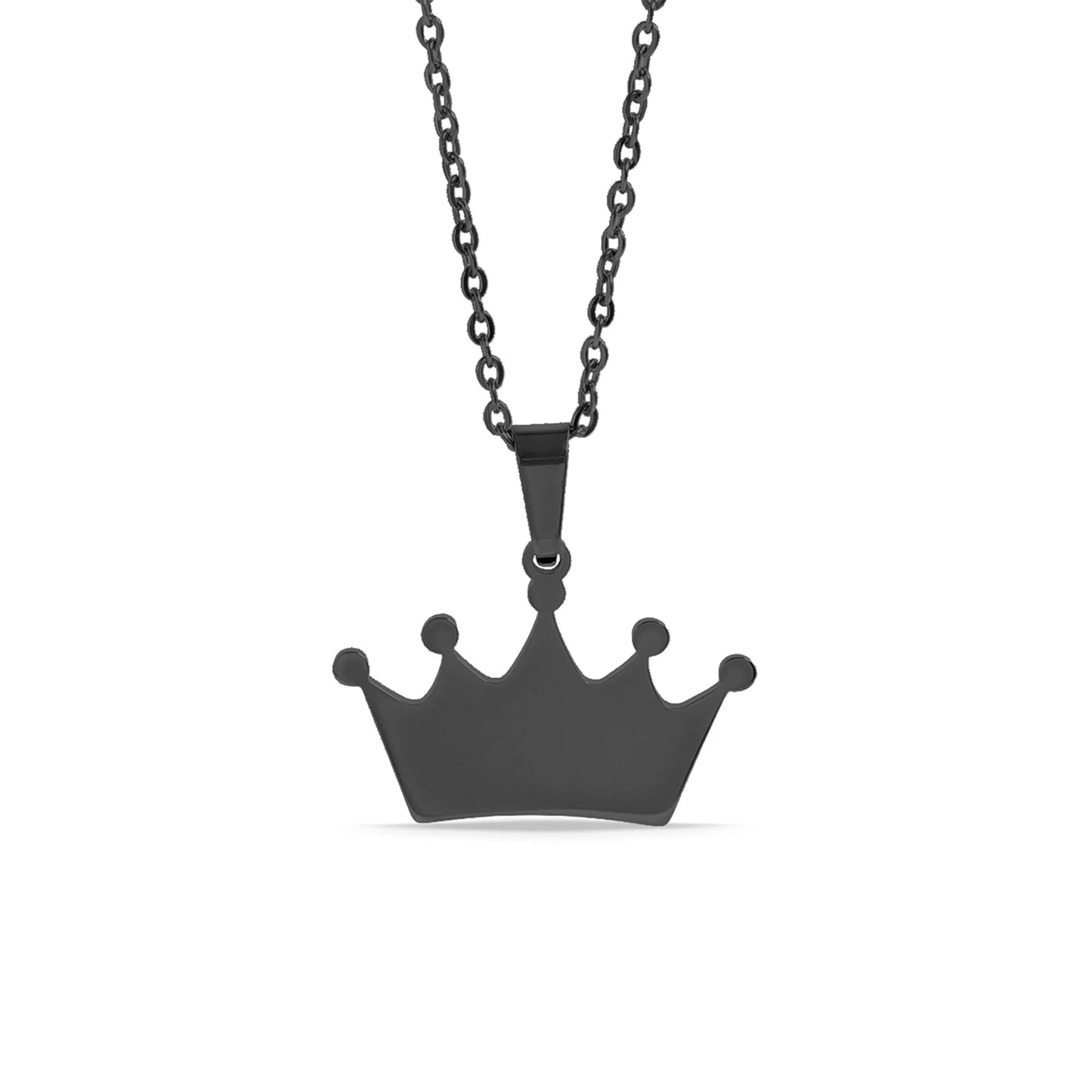 Black Crown Pendant Necklace