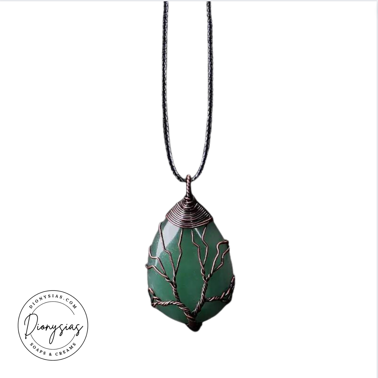 Green Aventurine Copper Wire Wrapped Tear Drop