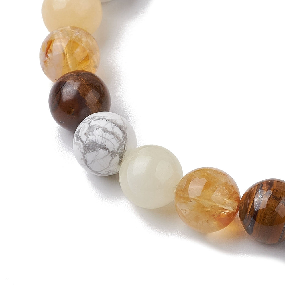 Topaz Jade & Howlite & Tiger Eye & Citrine Beaded Bracelet