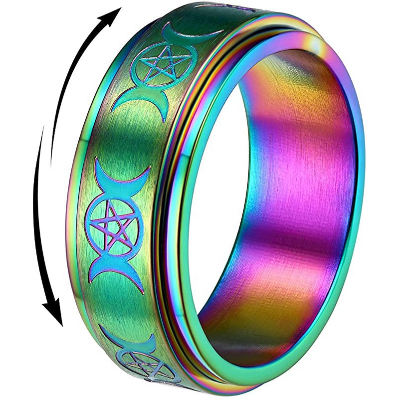 Goddess Triple Moon Fidget Spin Rings