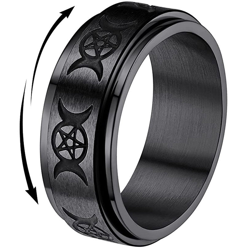 Goddess Triple Moon Fidget Spin Rings
