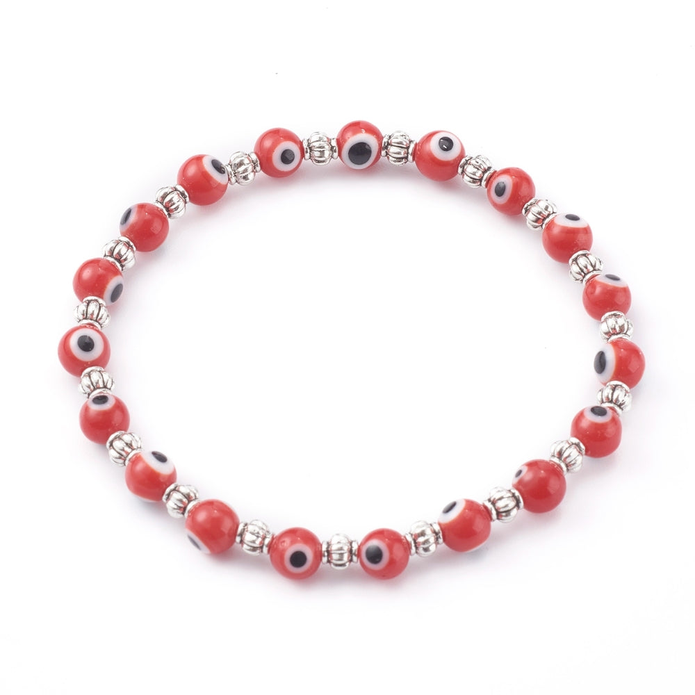 Dainty Evil Eye Bracelet (red)