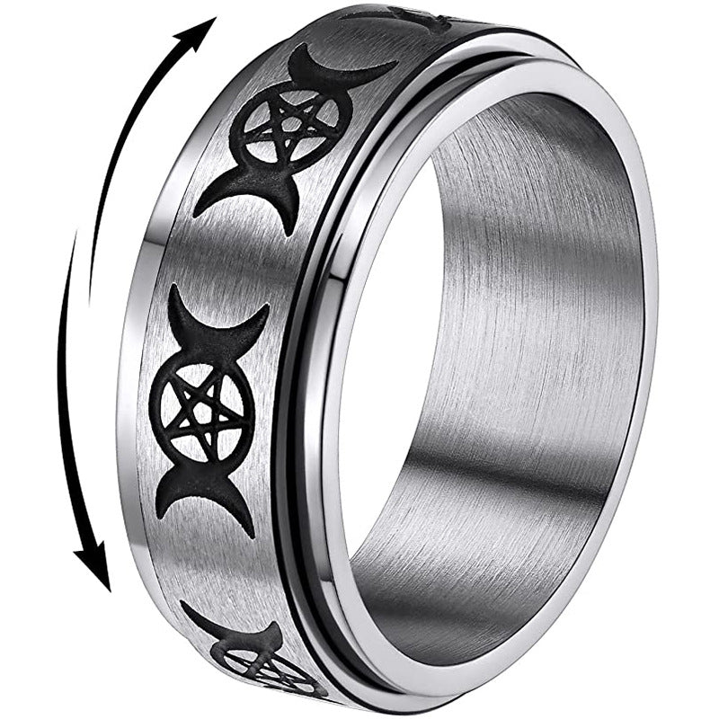 Goddess Triple Moon Fidget Spin Rings