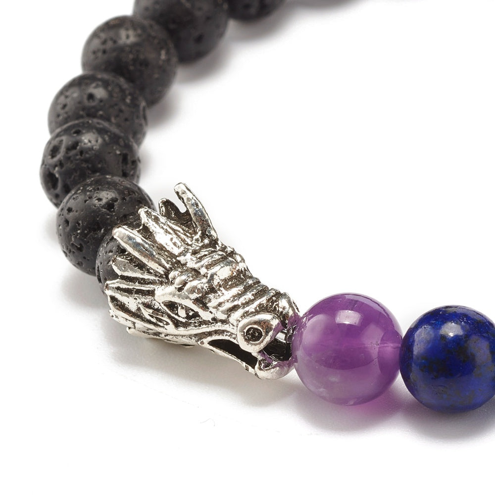 Chakra Dragon & Lava Rock Bracelet