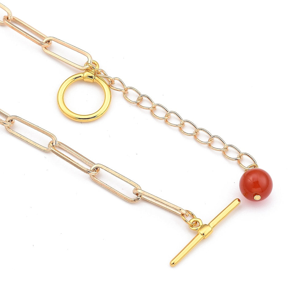 Carnelian Paperclip Lariat Necklace