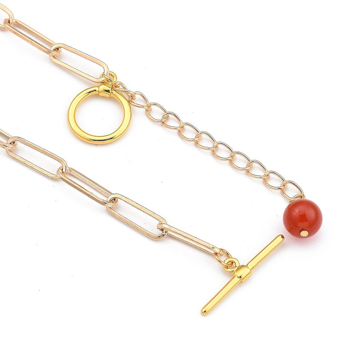 Carnelian Paperclip Lariat Necklace
