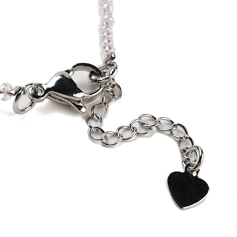 Rose Quartz Heart Seed Bead Necklace