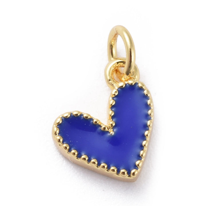 Blue Enamel Heart Charm