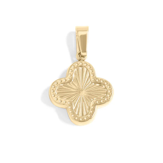Lucky Clover Sunburst Charm – 18K Gold PVD