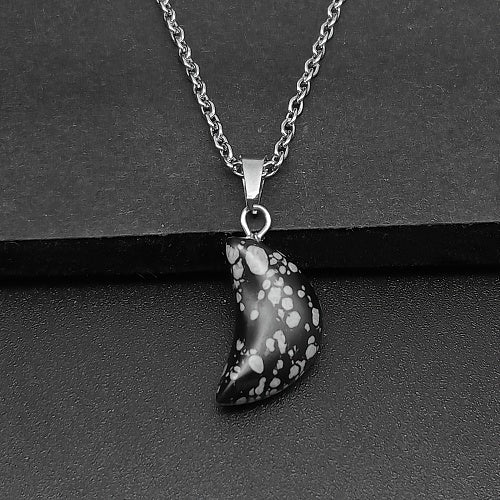 Snowflake Obsidian Moon Necklace