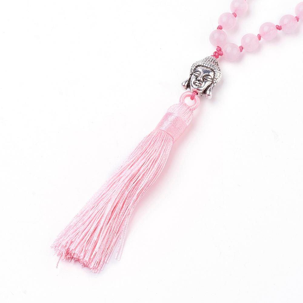 Rose Quartz Tassel Pendant Necklace