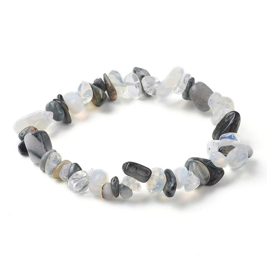 Smokey Quartz, Opalite, Clear Quartz & Tiger's Eye Chip Bracelet