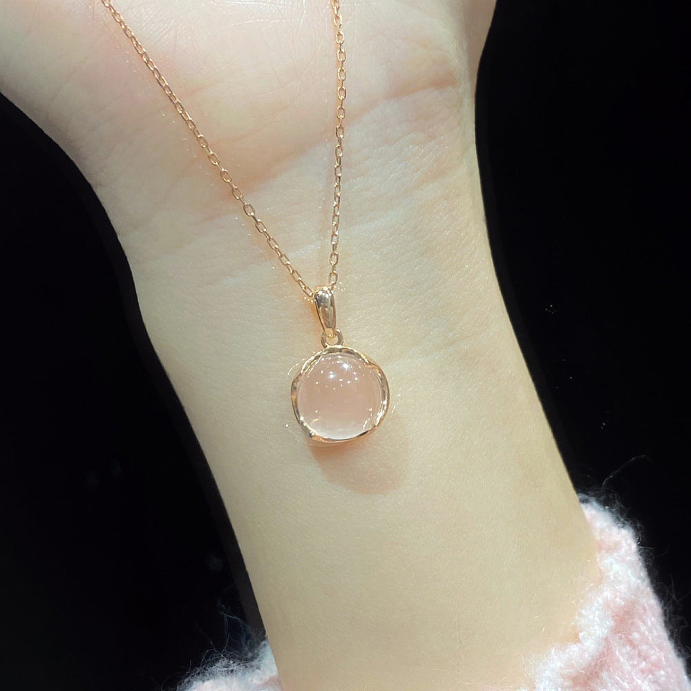 Rose Quartz Pendant Necklace – Rose Gold