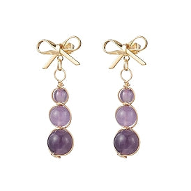 Amethyst Bowknot Dangle Stud Earrings