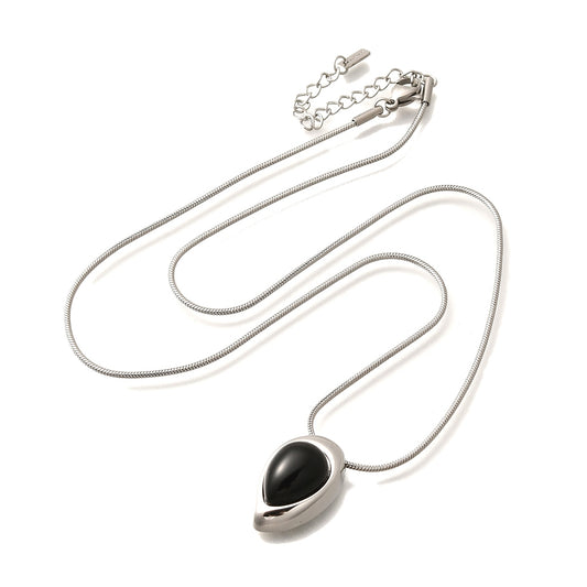 Black Onyx Teardrop Necklace