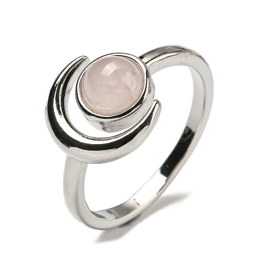 Rose Quartz Moon Ring