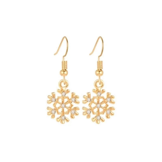 Frosted Gold – Snowflake Earrings
