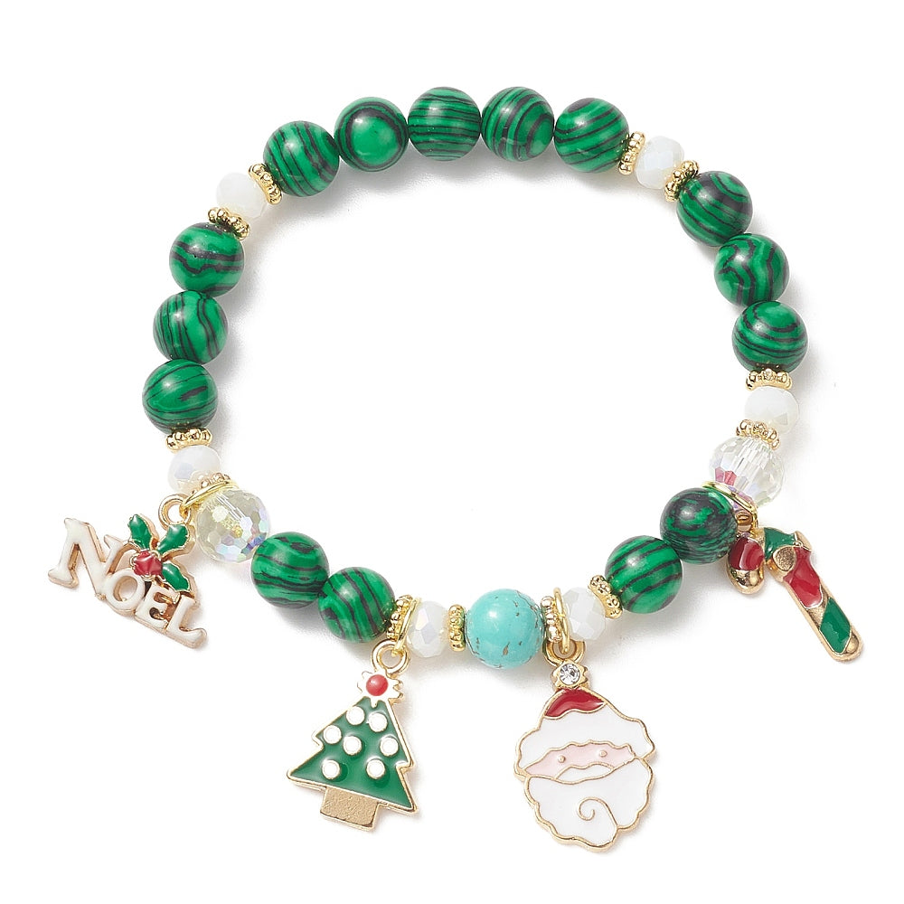 Malachite Holiday Charm Bracelet