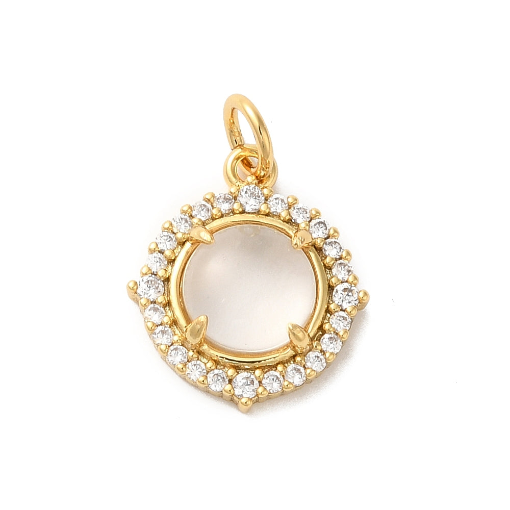 Garnet Beaded Chain Necklace with Clear Quartz Halo Charm