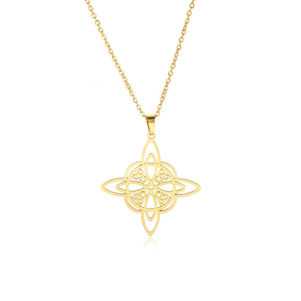 Golden Witch’s Knot Pendant Necklace