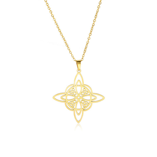 Golden Witch’s Knot Pendant Necklace