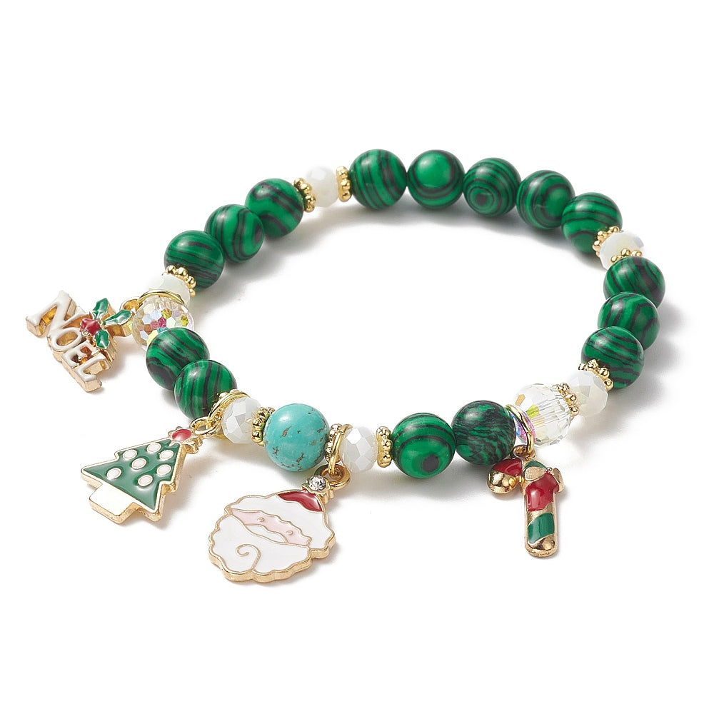 Malachite Holiday Charm Bracelet