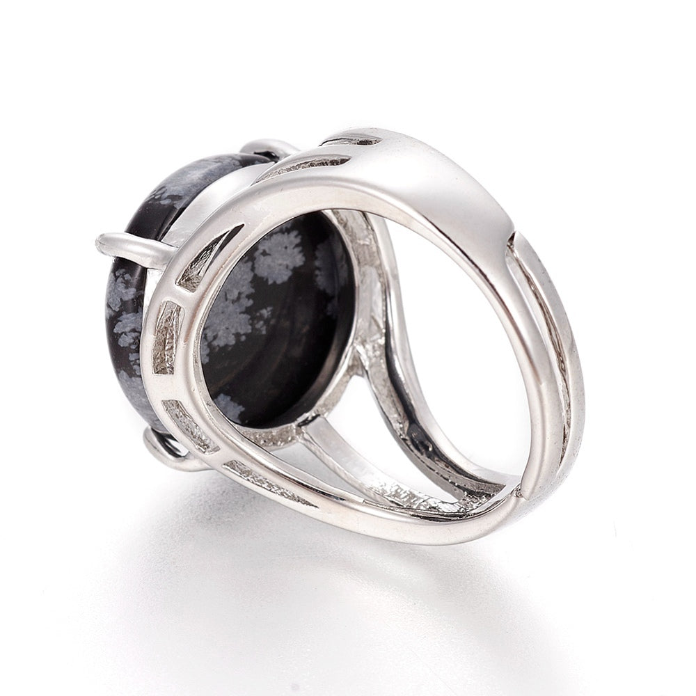 Snowflake Obsidian adjustable ring